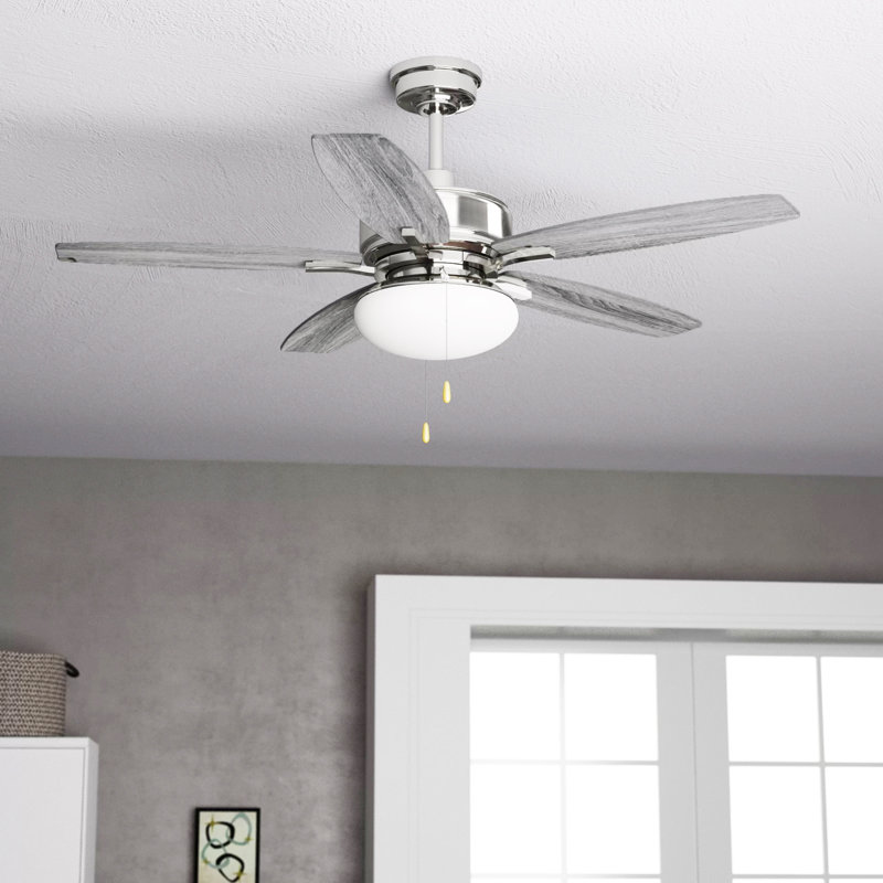 Billows 52'' Ceiling Fan with Light Kit, Brushed Nickel with Silver Blades