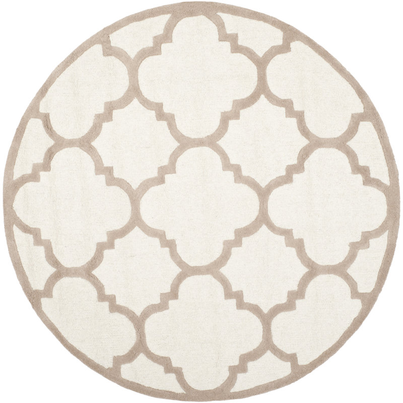 Cannen Hand Tufted Wool Geometric Rug, Round 8'