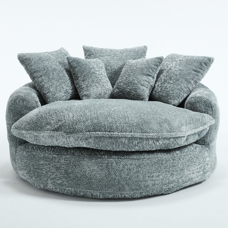 55" Durable Oversized Bean Bag Sofa, Blue Polyester