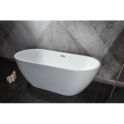 55.91'' x 29.53'' Soaking Porcelain Bathtub