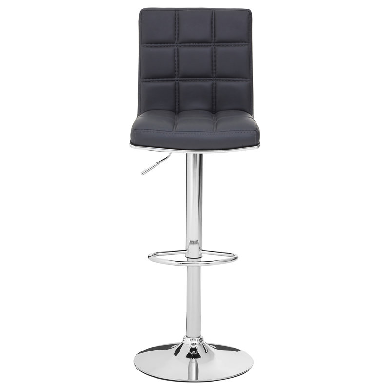Miah Swivel Upholstered Adjustable Height Counter Stool with Metal Frame, Grey
