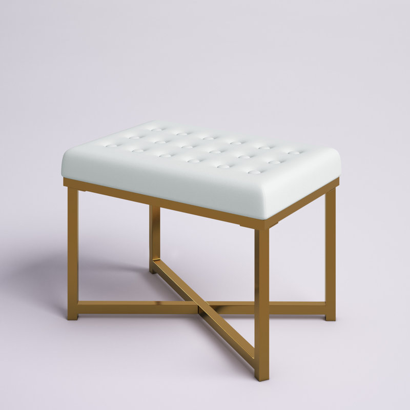 Hoffenden Velvet Upholstered Bench, White
