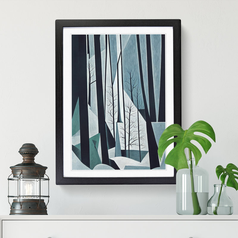 FRM-V0523-46X Abstract Winter Forest Vol.3 - Single Picture Frame Print, Black Framed, 34cm H x 25cm W x 2cm D