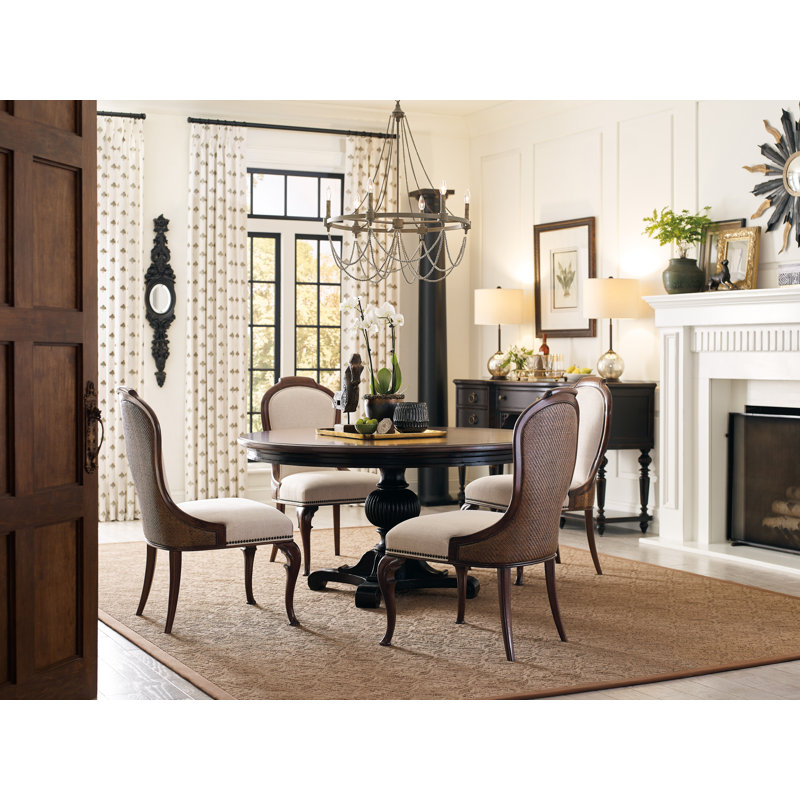Charleston Black and Brown Reclaimed Wood Round Extendable Dining Table