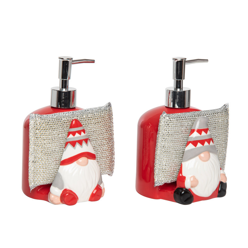 Ensemble de 2 décorations de Noël pour distributeur de savon / porte-éponge en céramique 