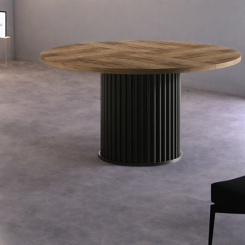 Table de salle à manger ronde moderne, en MDF et en métal, parfaite pour les réunions de famille