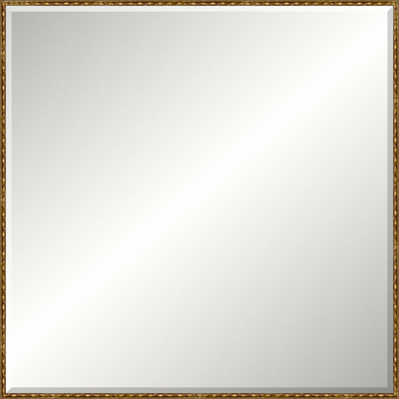 Antique Gold Wave Beveled Signature Mirror, Large Rectangle