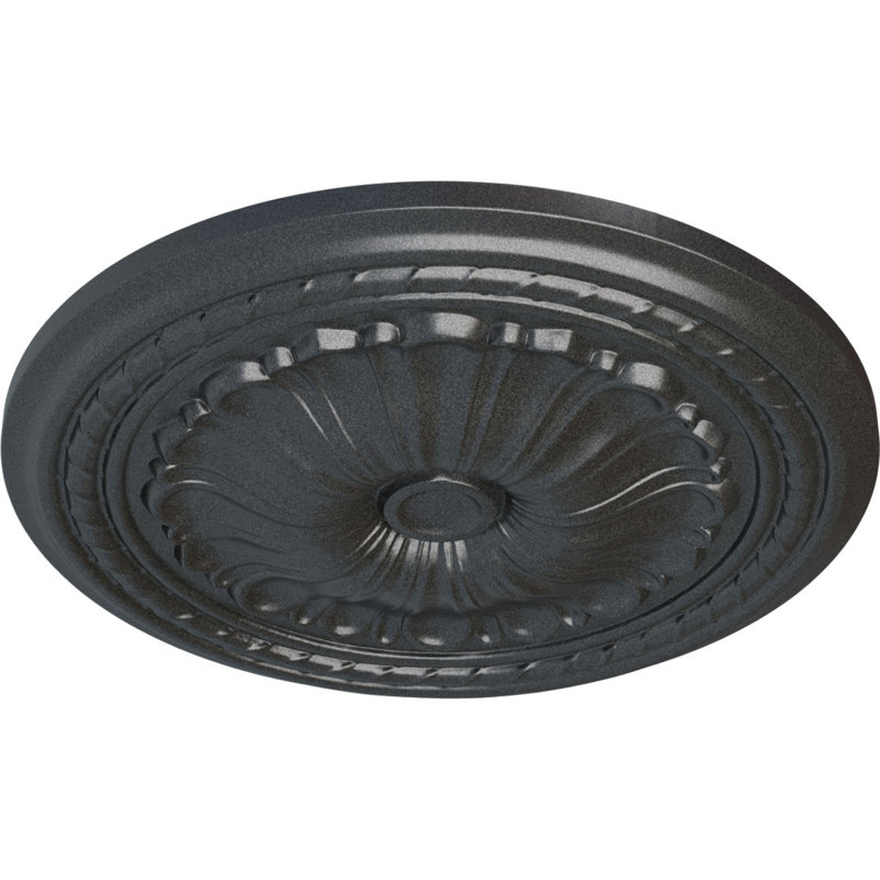 Endurathane Carlsbad Ceiling Medallion, 19 1/2"OD x 1 3/4"P, Hand-Painted Silver Finish, Pewter