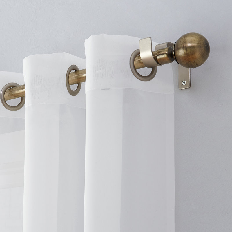 Wayfair Basics® Sheer Grommet Curtain Panel, White, 59"W x 120"L