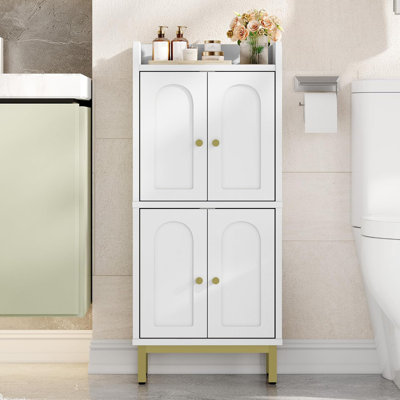 Armoire de salle de bain, petite armoire de rangement avec 4 portes, organisateurs de salle de bain et armoires de rangement avec pieds réglables. Armoires autoportantes pour le salon, la cuisine, P 7,1 po x l 14,6 po x H 32,7 po