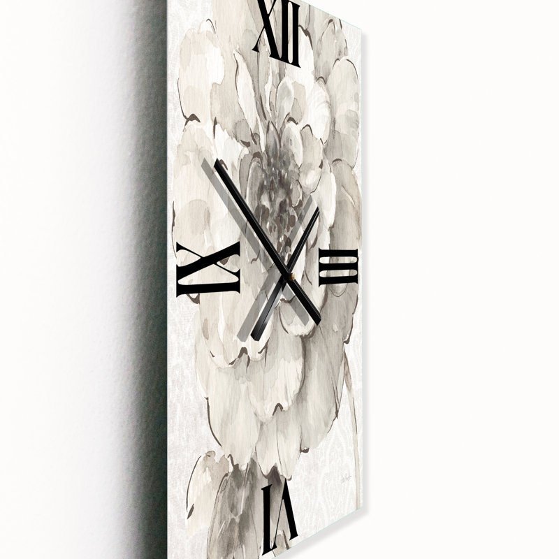 Indigold Grey Pivoines I - Horloge murale traditionnelle, Grand