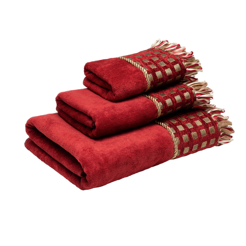 Ensemble de serviettes de bain 3 pièces, Rouge