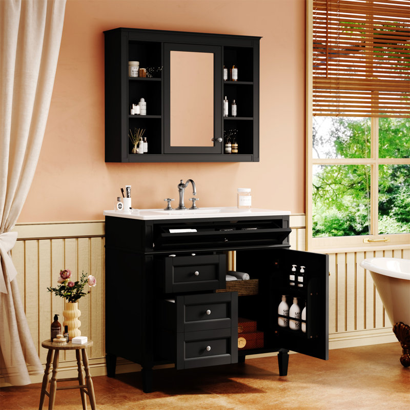 36'' Bathroom Vanity With  Medicine Cabinet, Noir