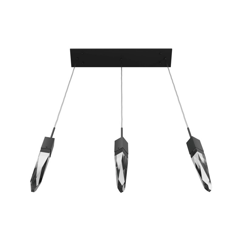 Aspen 3 - Light Pendant, Matte Black, Clear Hand-Carved K9