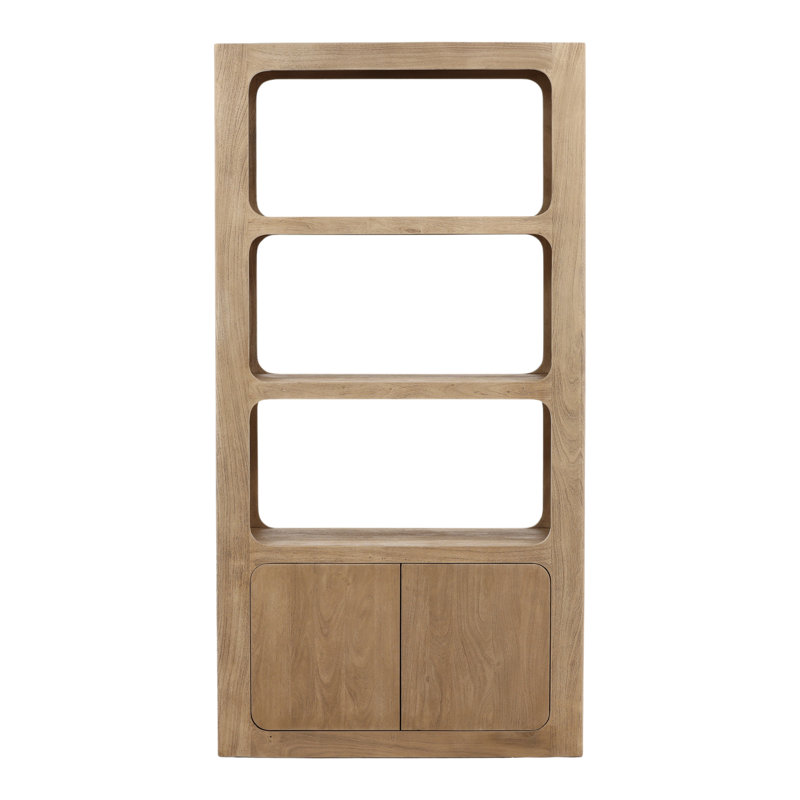 Bibliothèque en bois d'acacia Leandra H 83 po x l 43 po, naturel vieilli