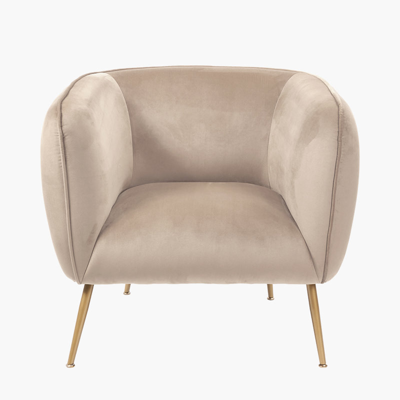 Krol Velvet Barrel Chair, Biscuit Beige