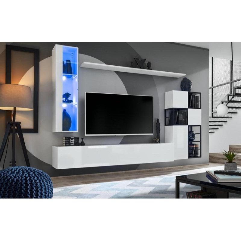 Switch Metal II Entertainment Unit 250cm - Urban Metal-Framed Media Set for TVs Up To 75 In, White