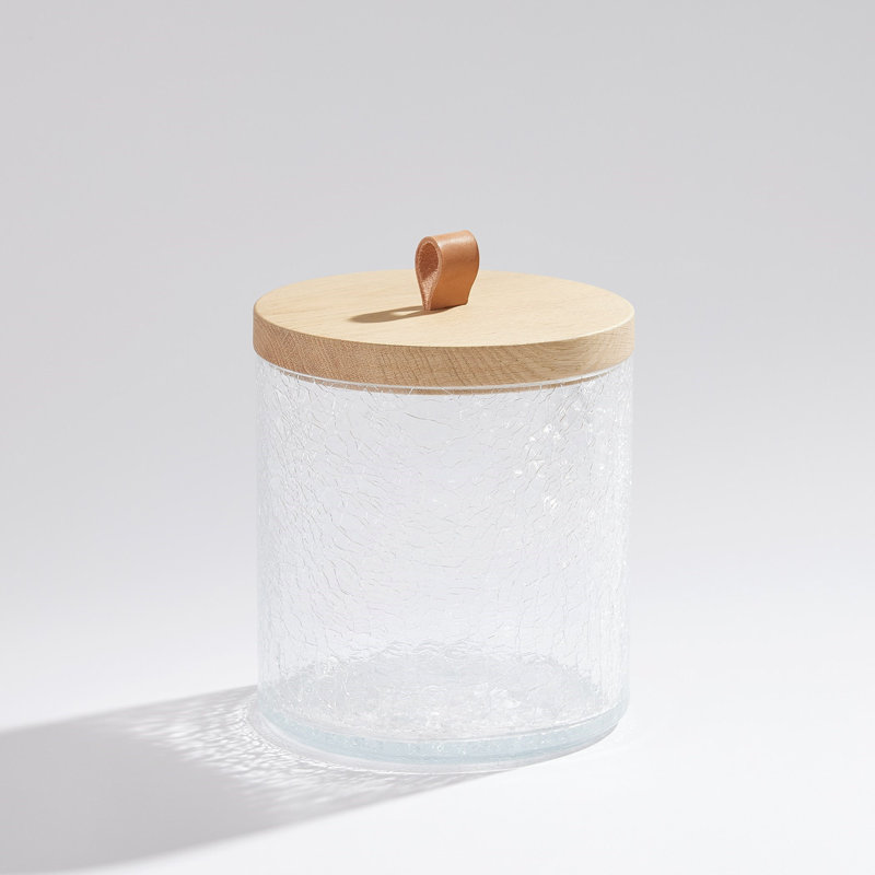 Pot en verre craquelé avec couvercle, 88 oz