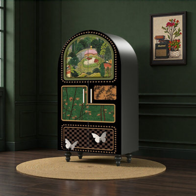 Armoire semi-circulaire en bois massif rétro français