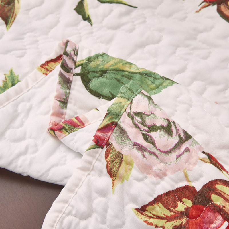 Romantic Roses Floral Quilted Dining Table Runner - 13" X 54", 13" x 90"