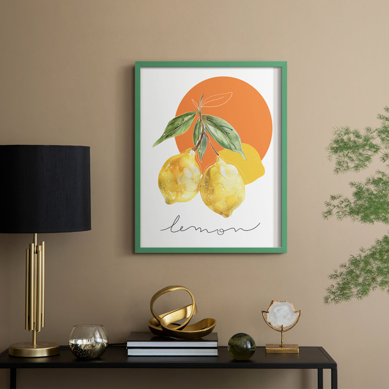 Reproduction encadrée citron - bois massif, H 30 po x l 24 po, Vert