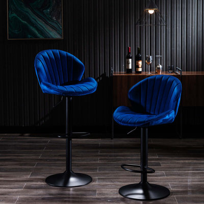 Hadeeqa Bar Stools (Set Of 2) - Adjustable Barstools With Back And Footrest, Counter Height Bar Chairs For Kitchen