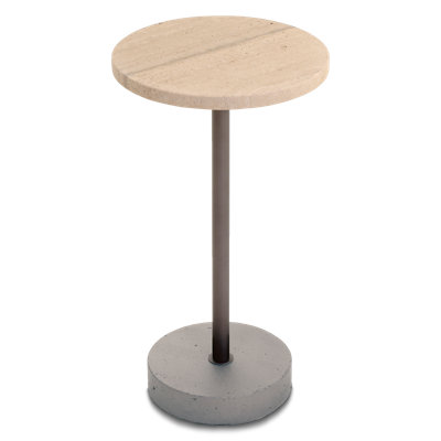 Bonn Side Table in Travertine and Bronze