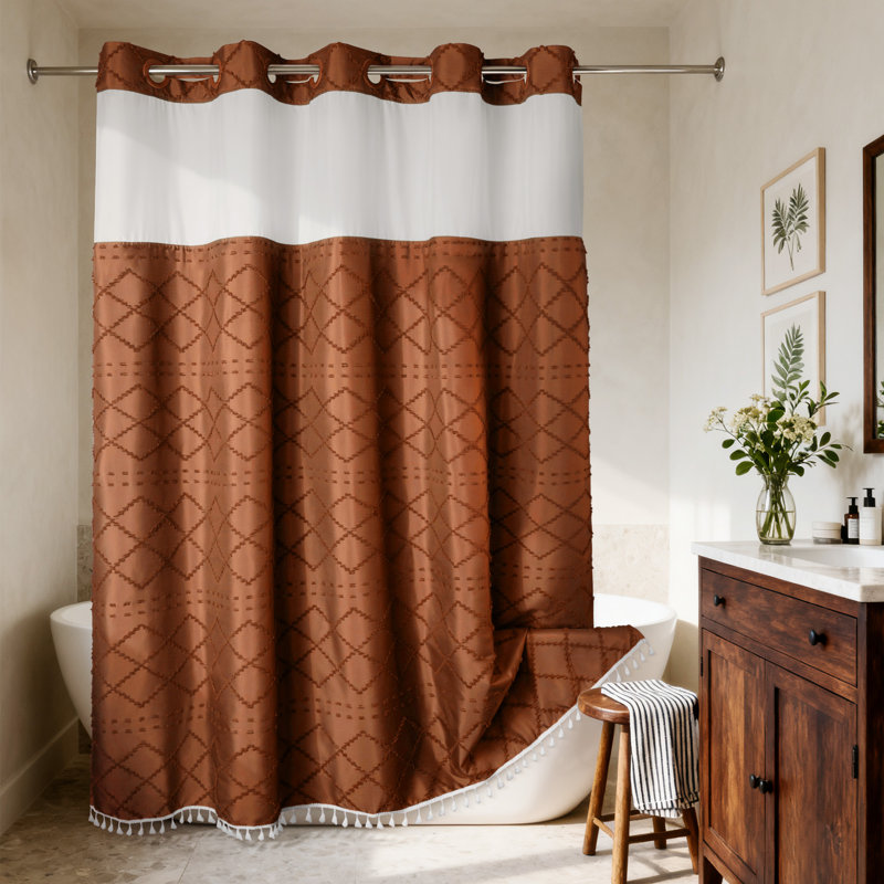 Rideau de douche Shorey, H 74 po x l 71 po, Terracotta