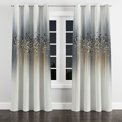 Rideau en velours abstrait avec œillets Gentle Grey Serenity - 1 panneau