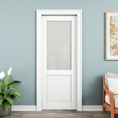 Porte de garde-robe coulissante en verre trempé givré blanc