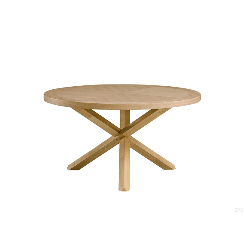 Oak Finish Round Dining Table