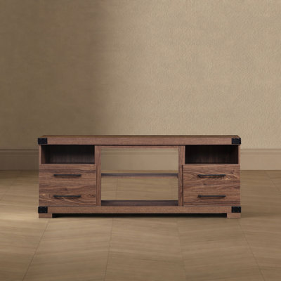 Richmond 60" Industrial Traditional TV Stand with 4 Shelves and 2 Drawers for TVs up to 55" in Brown