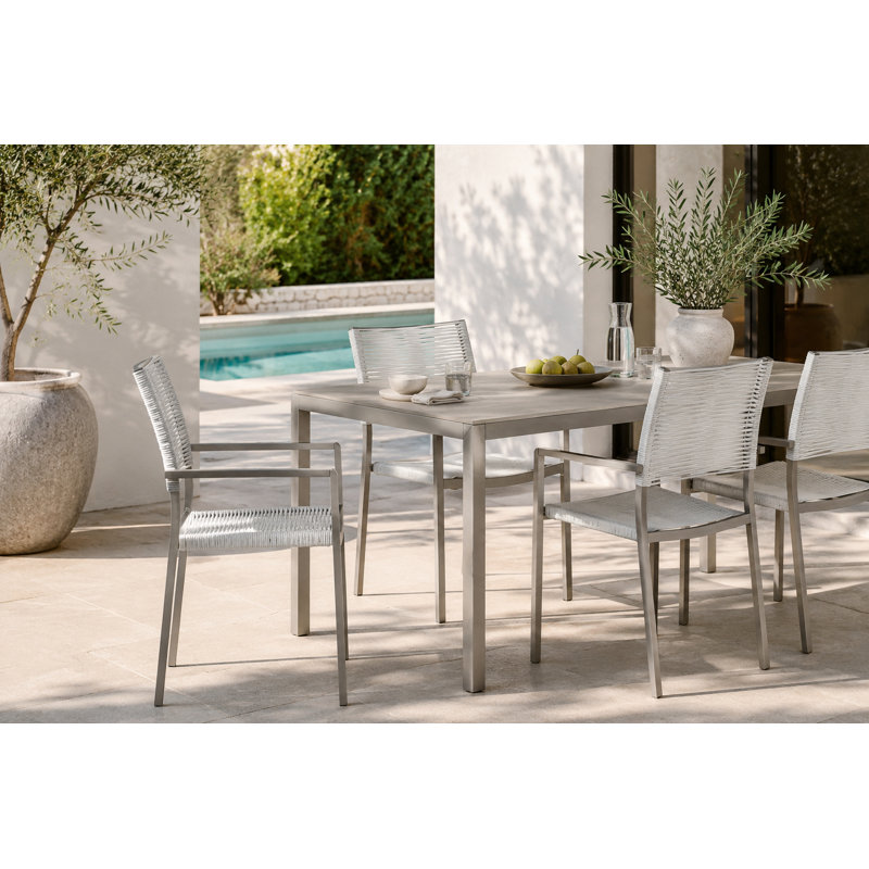 Chaises de salle à manger d'extérieur 6 pièces Banga de Pangea Home - Chaises de patio modernes en aluminium avec corde à séchage rapide et conception résistante aux intempéries - Chaise empilable - Livré assemblé