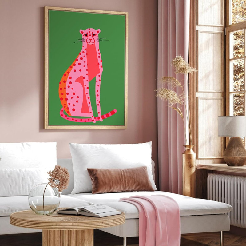 Animaux lumineux de style BCBG lumineux, impression de chat guépard rose, chambre d'enfant, animaux de la chambre à coucher, style bohème moderne