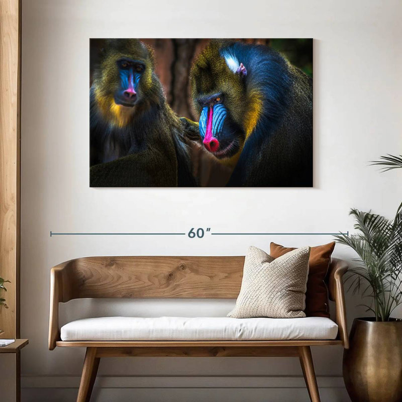 Two Mandrill Monkeys, 30" H x 45" W