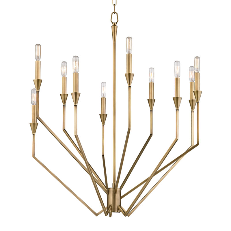Archie 10 - Light Chandelier, Aged Brass