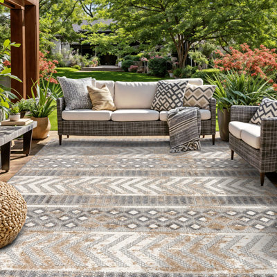 Tapis intérieur / extérieur gris / ivoire / beige Alphee