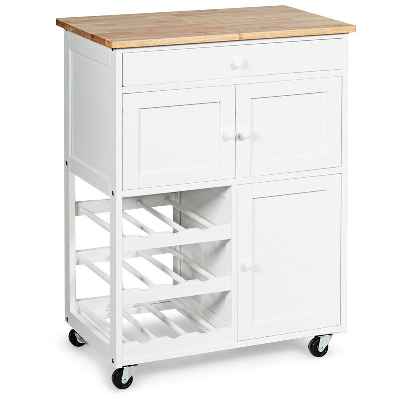 Yamna Wood Bar Cart, White