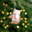 Ornement de fête de Noël 4 po rose et blanc pour bébé