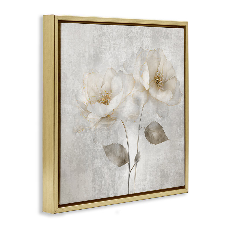 Cadre flottant Blooming Roses Bunch, design par Irene Weisz, H 25 po x l 25 po, Cadre flottant métallique doré