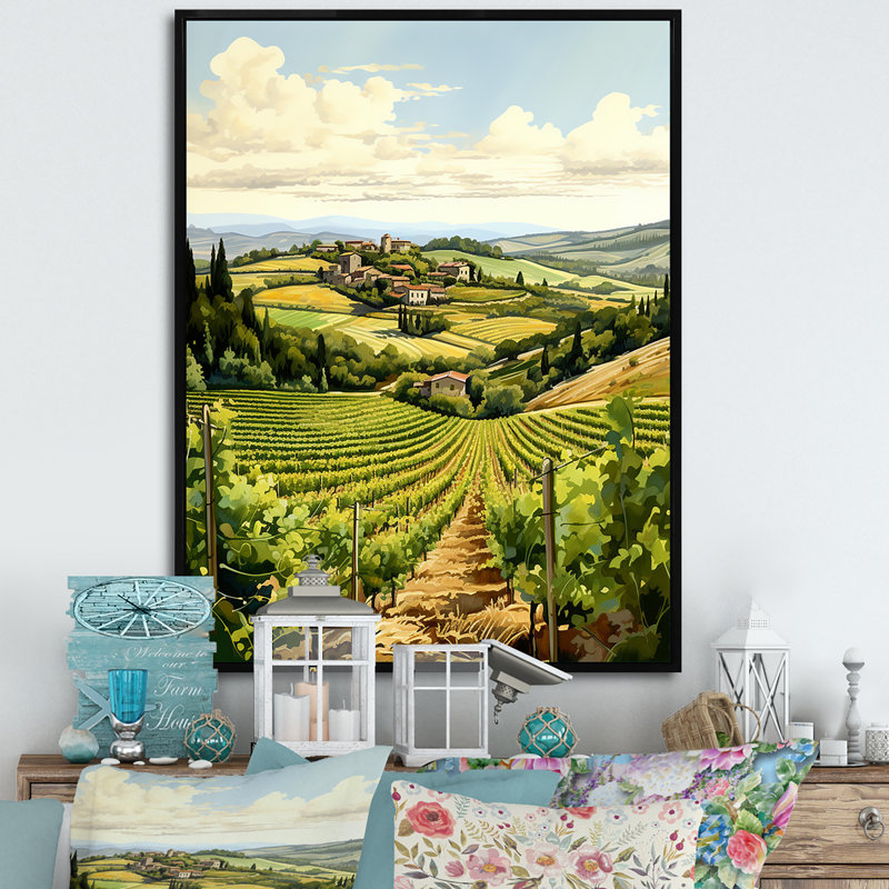 «Vineyard Scenery Beauty V», reproduction d'art sur toile, Cadre flottant noir, H 32 po x l 24 po x P 1 po