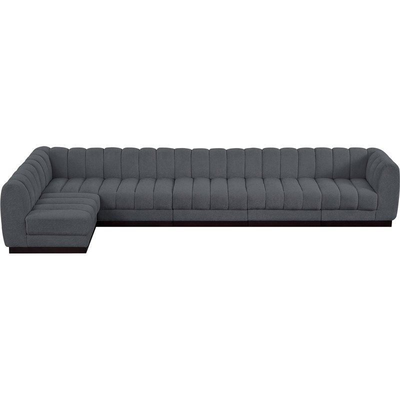 Canapé modulaire rembourré 6 pièces Quinn, Tissu gris chenille
