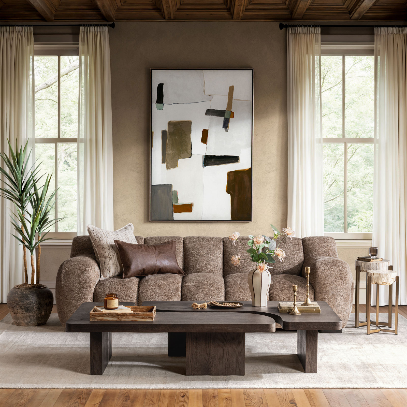 Solid Wood Single Coffee Table, Havana Brown