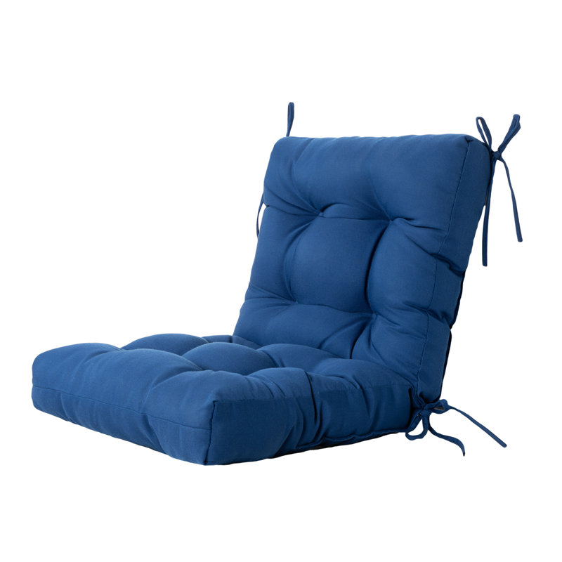 Outdoor 4'' Dining Chair Seat / Back Cushion, Classic Blue