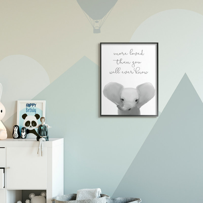Annabel plus aimée que vous ne le saurez jamais Éléphant mignon, H 30 po x l 24 po x P 1,5 po, Toile tendue
