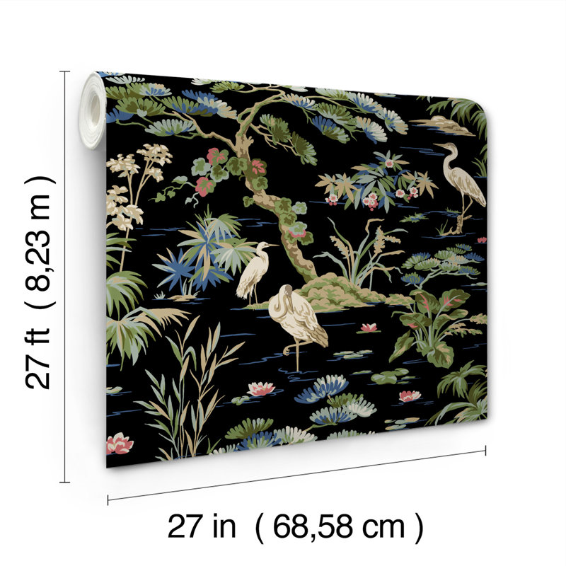 Bridgewater Floral Wallpaper Double Roll by Ronald Redding, Black