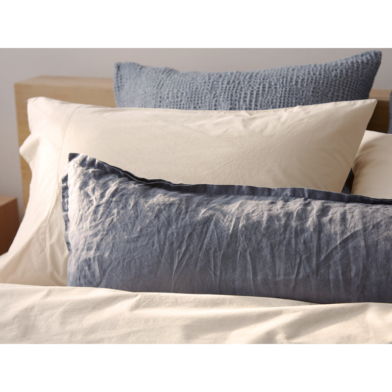 Harbor Blue Organic Cotton Lumbar Pillow Cover