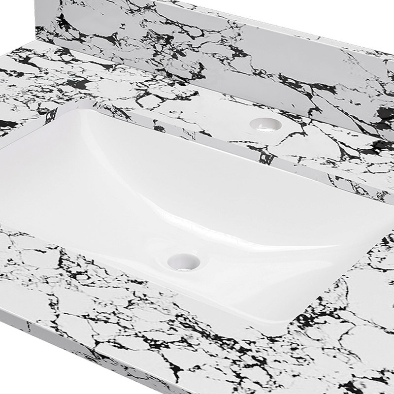 31"X22" Bathroom Vanity Top, With Undermount Ceramic Sink And Backsplash, Artificial Marble Bathroom Vanity Top With 1 Pre-Drilled Hole, Panda White