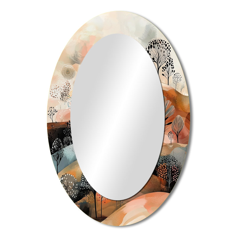Miroir décoratif brun sur fond de montagne abstrait brun I - Paysages, 36 po x 24 po