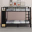 Lit superposé en métal pour les adolescents avec tablettes de rangement, tiroirs et panneau perforé-113967373